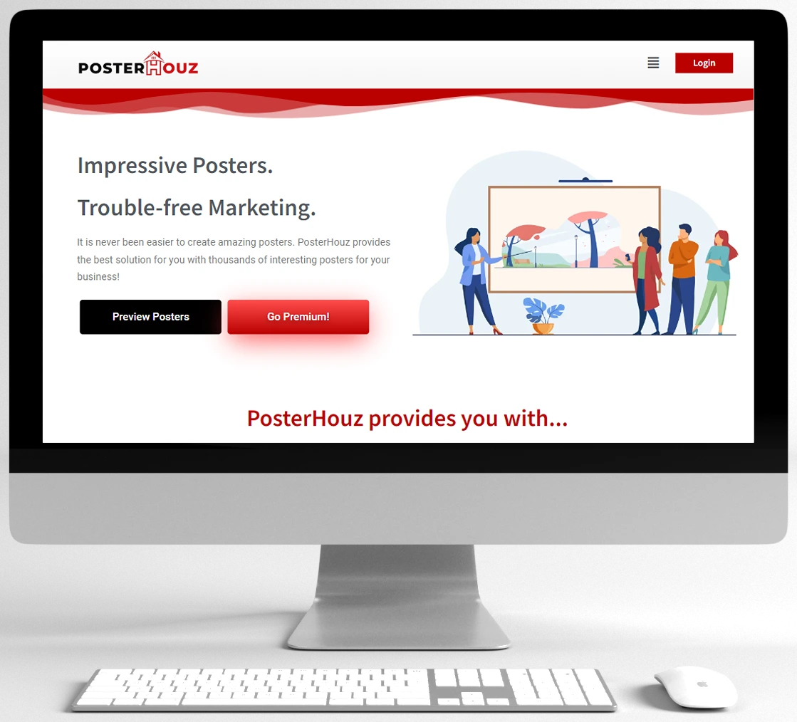 Posterhouz website on a desktop monitor