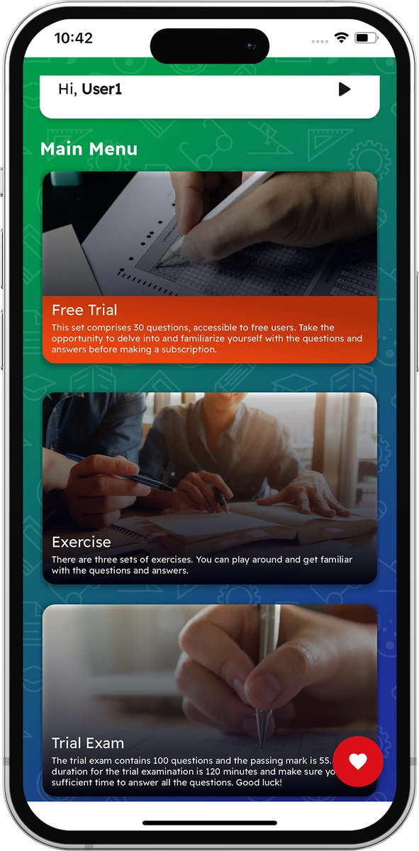 Takaful Basic Examination app on a mobile phone